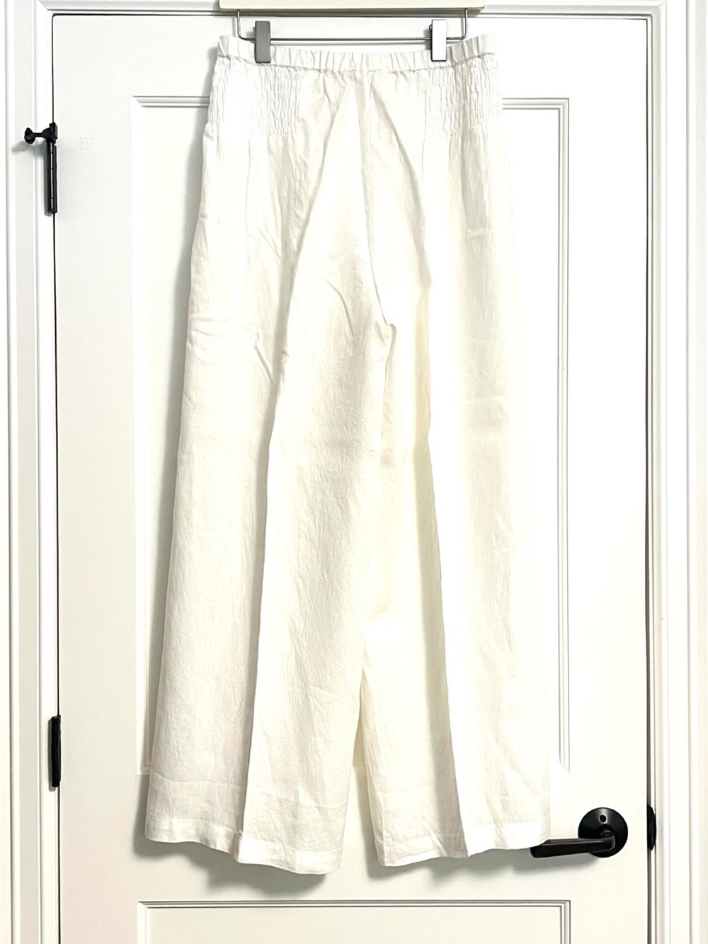 Sigrid Olsen White Wide-Leg Smocked-Waist Pants - Picture 7 of 12